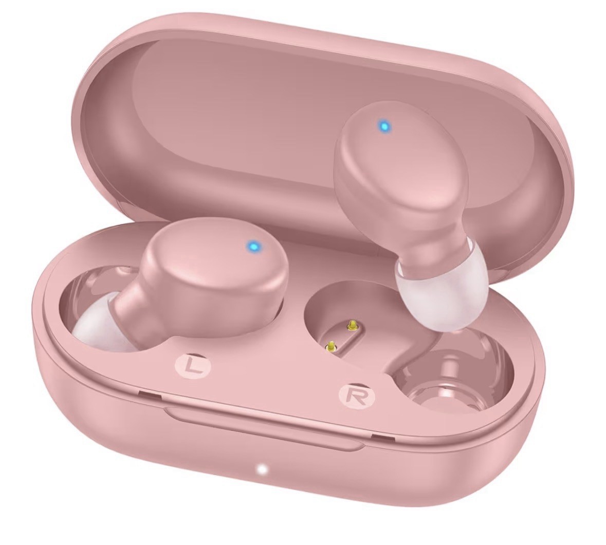 Bluetooth Wireless In-Ear Earbuds with Charging Case, Black Pink Blue Light Pink