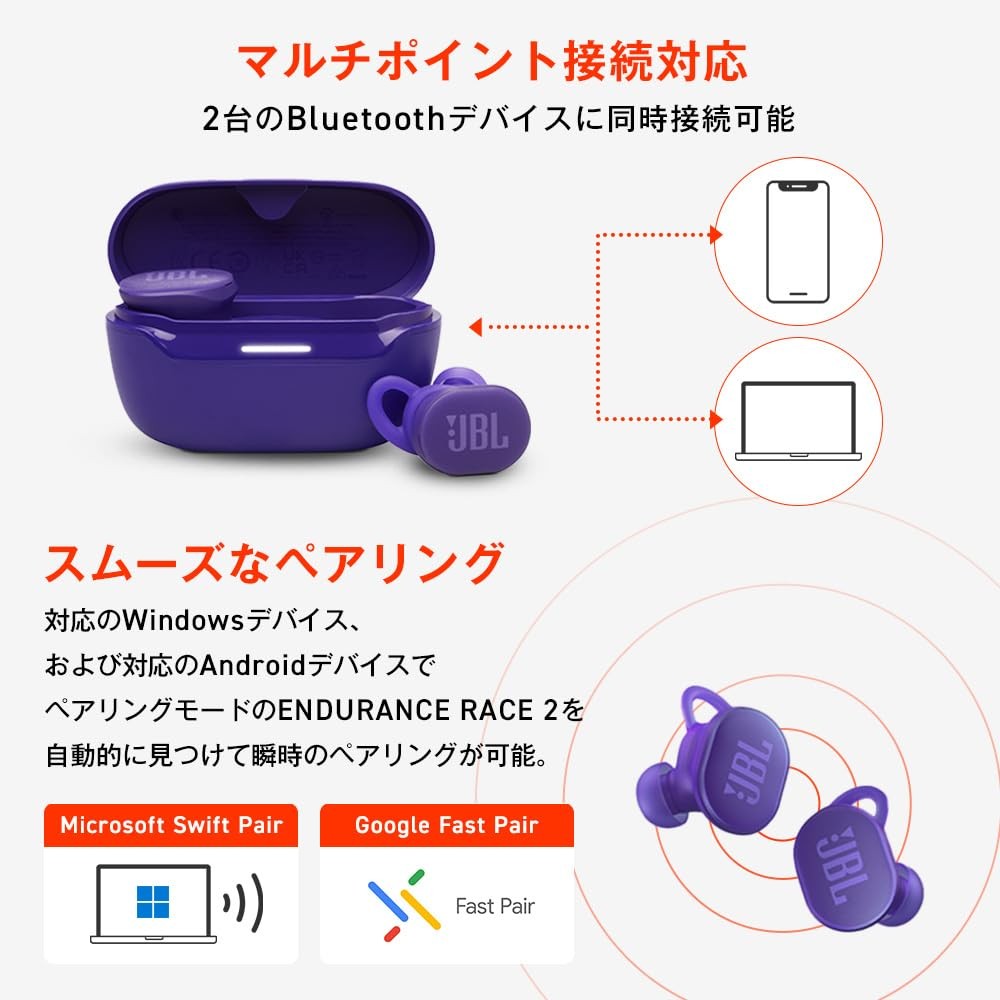JBL Endurance Race 2 True Wireless Earbuds ANC Multipoint Sport IP68 Blue