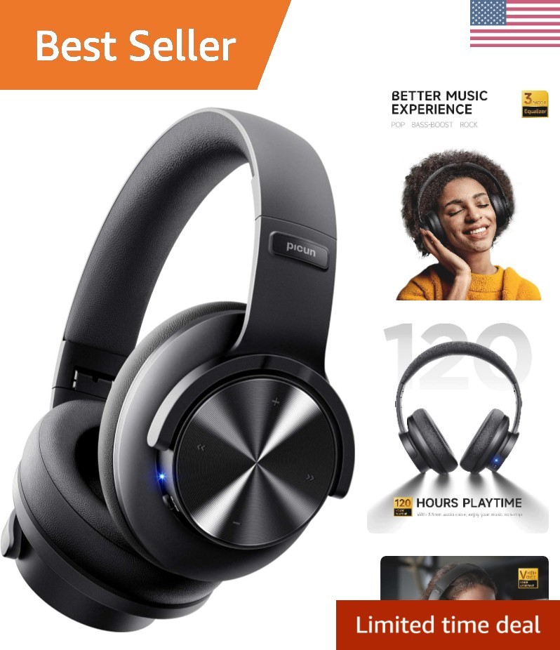 B8 Bluetooth Headphones, 120H Playtime Headphone Wireless Bluetooth with 3 EQ…