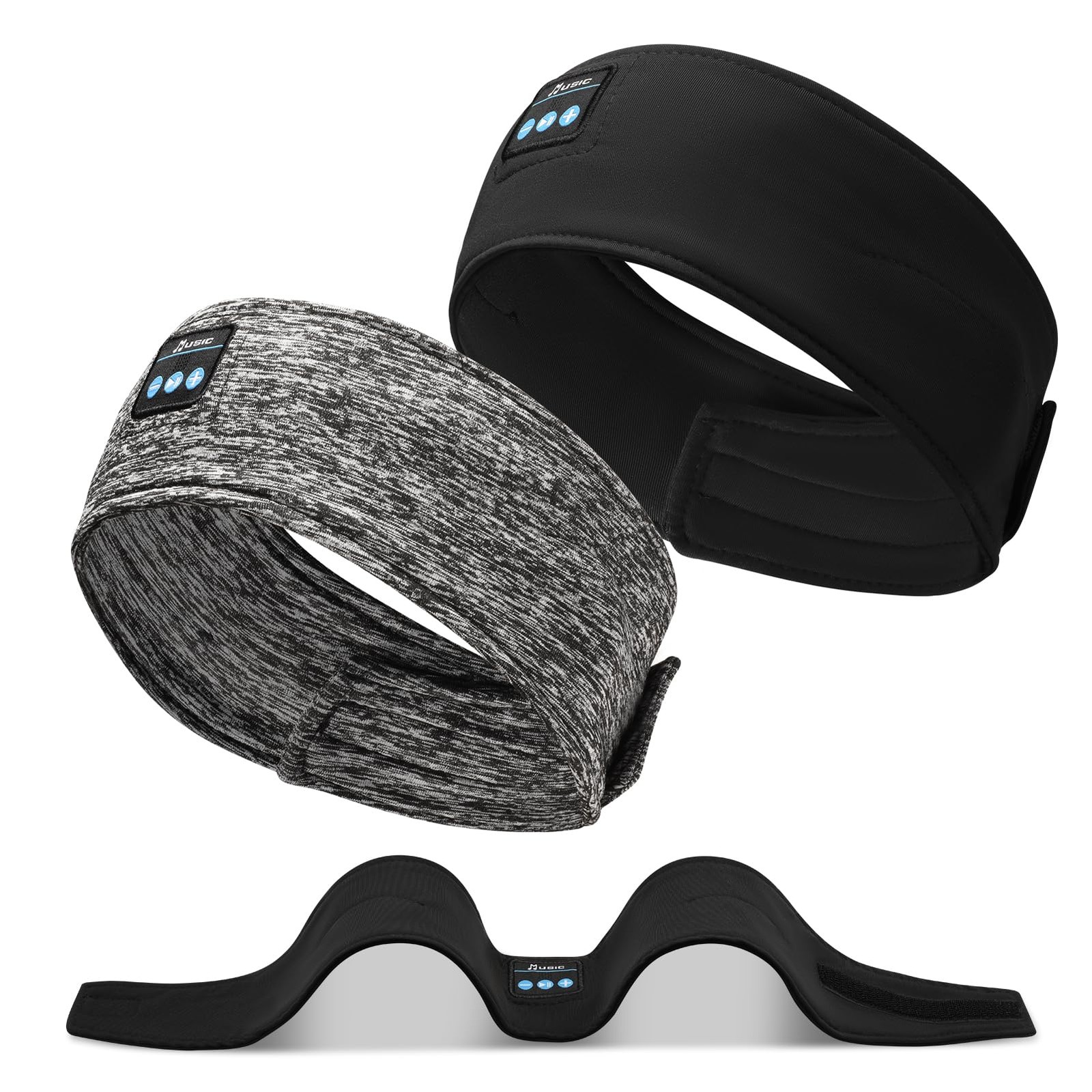 ZRUHIG 2-Pack Adjustable Headband Headphones, 2 Count (Pack of 1), Black&Grey