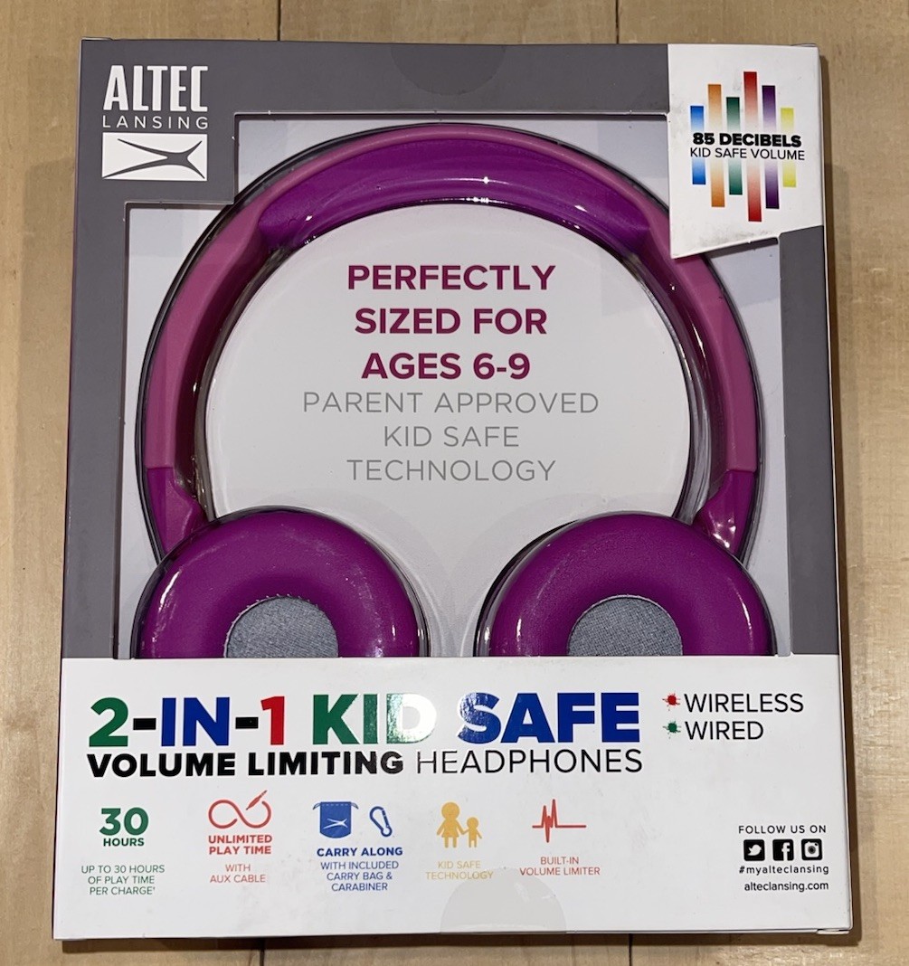 NEW Altec Lansing 2-in-1 KID SAFE Headphones Bluetooth or Wired 3.5 mm Jack