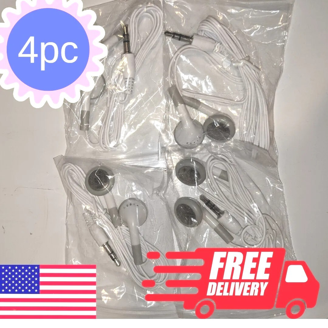 (4) Classic In Ear Buds Wired Headphones 3.5mm Jack Apple Samsung Android Nokia