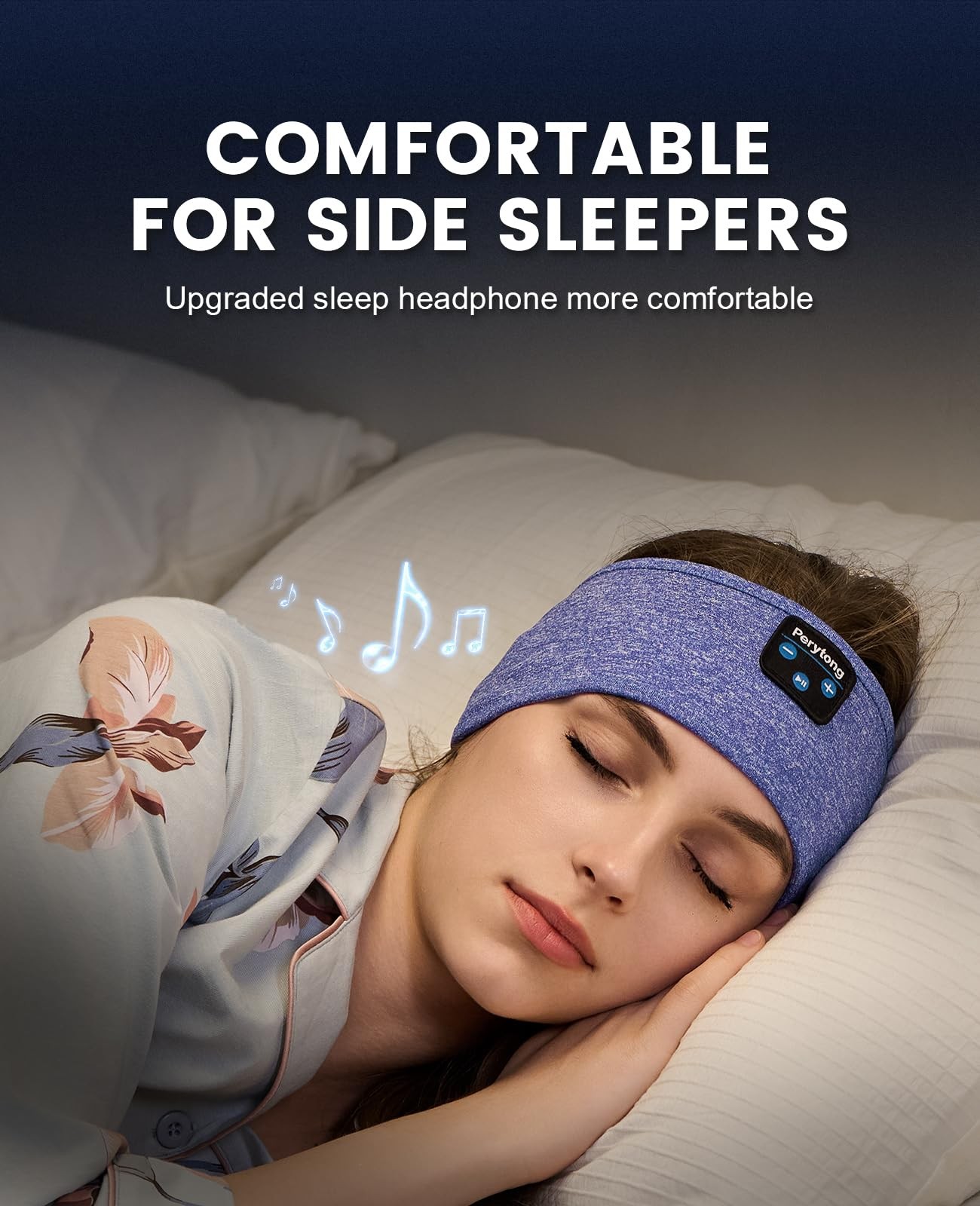 Perytong Sleep Headphones Bluetooth Sleeping 1 Count (Pack of 1), Blue