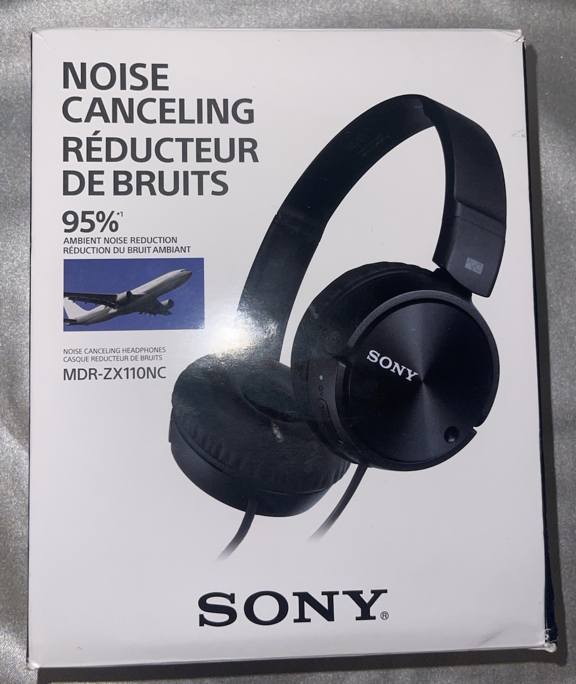 Sony MDRZX110NC On-Ear Wired Headphones Noise Canceling 3.5mm Stereo Jack Black