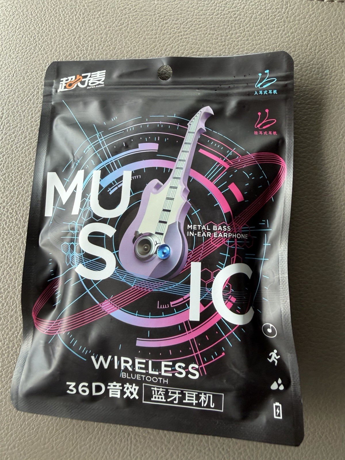 Metal Bass In-ear Music Earphones Wireless Bluetooth Pink New In Sealed Package