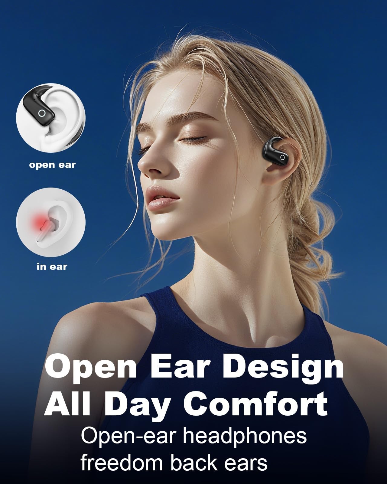 Open Ear Bluetooth 5.4 Sports Headphones, ENC Mic, 50H Playtime