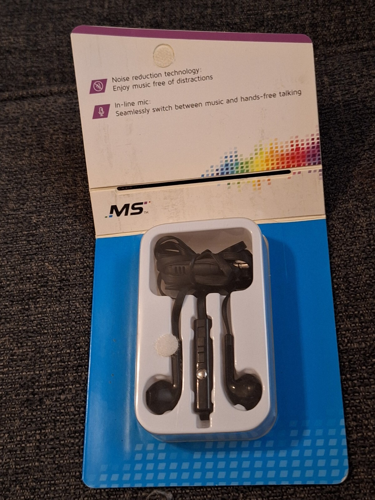 Mobilespec Mbs10241 Earbuds Noise Reduction Black 3 Ft. Cord Fast Free Shipping