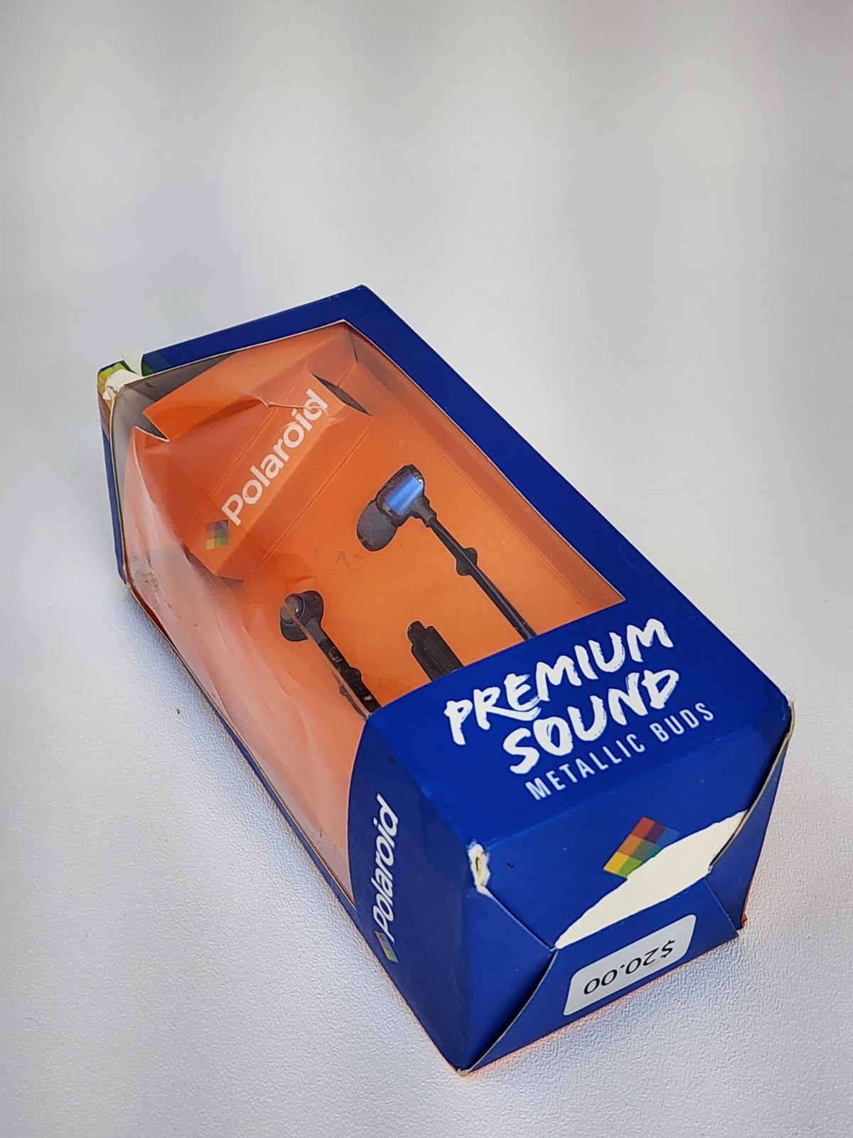 Polaroid Premium Sound Metallic Ear Buds, Blue and Gray