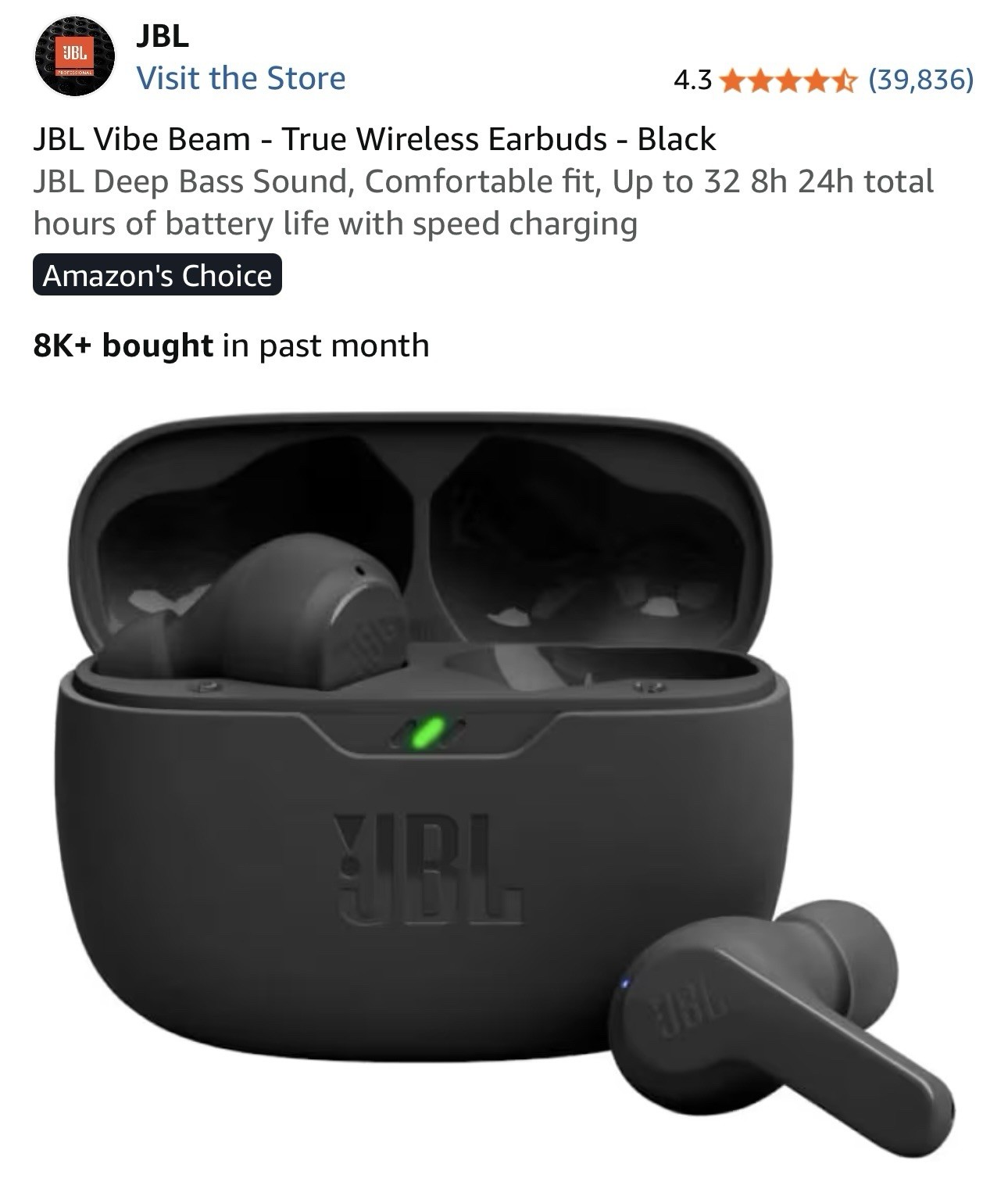 JBL Vibe Beam True WirelessEarbuds New