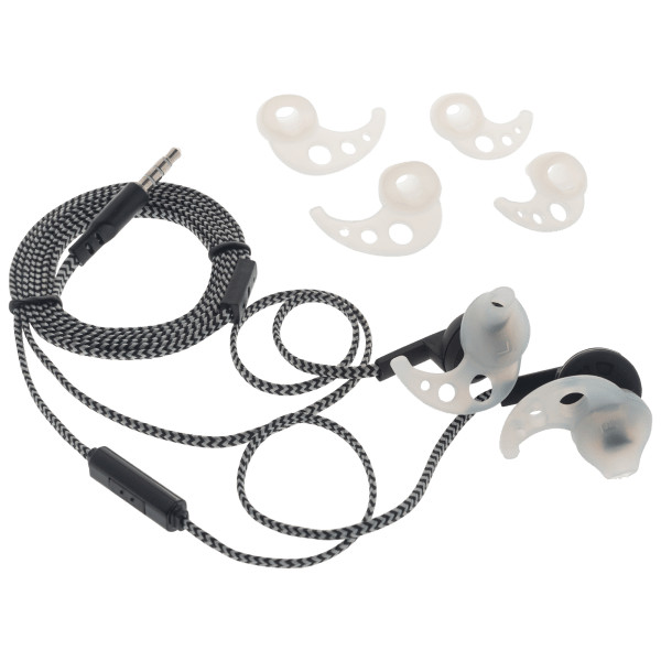 NIB Tzumi Fabric SportBuds Silicone In-Ear Headphones, Built-In Microphone