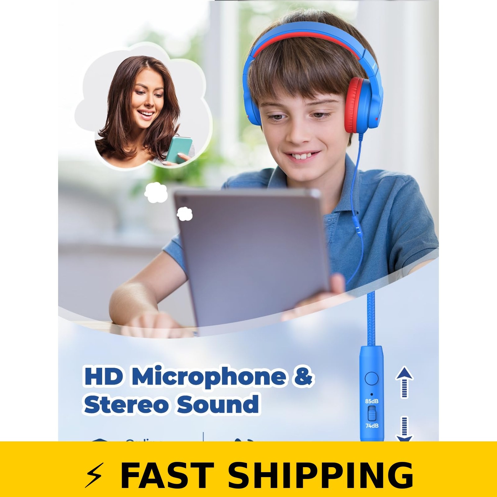iClever HS19 Kids Headphones Safe Volume Over-Ear Wired Headphones