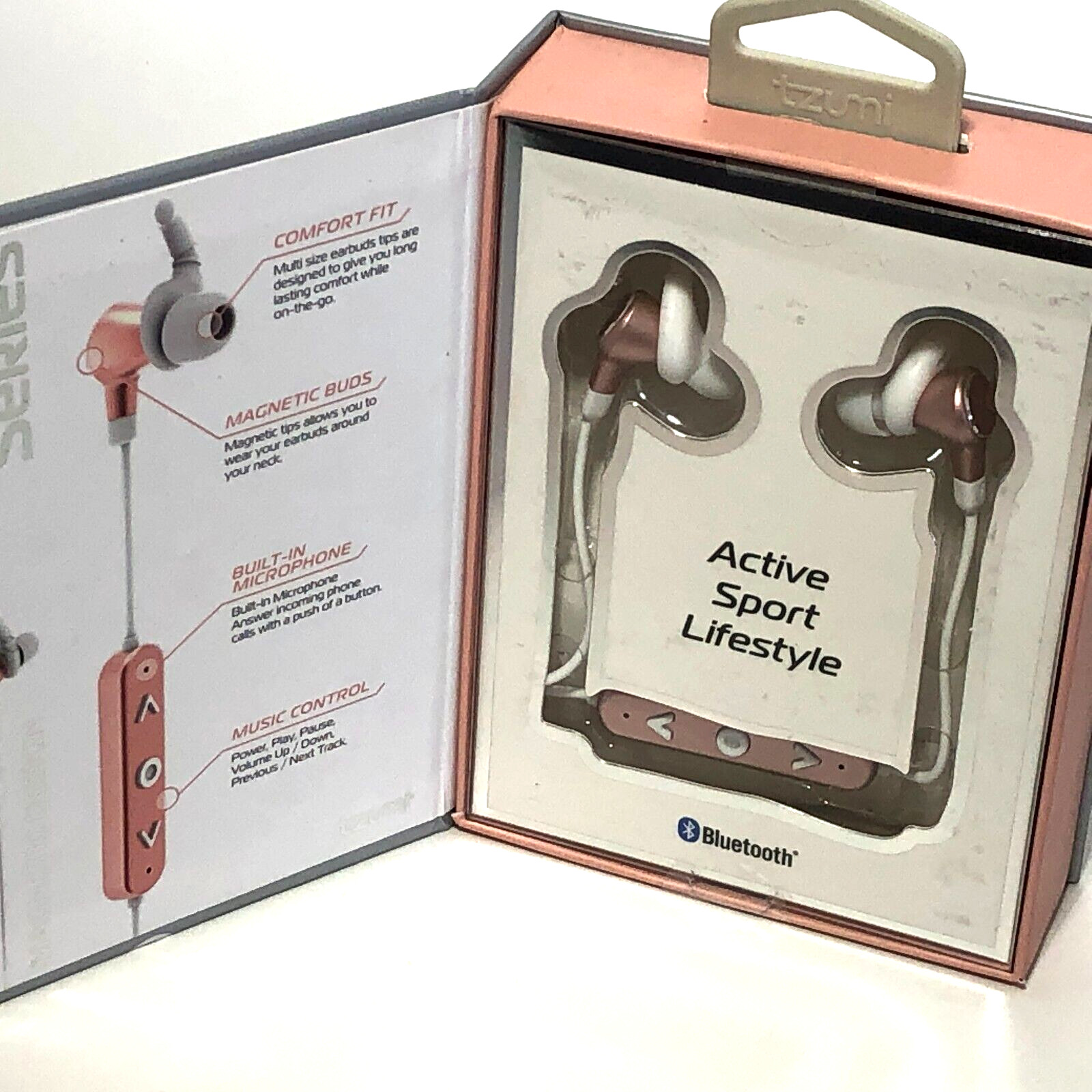 New Tzumi Sport Series Bluetooth Earbuds Rechargeable Magnetic Stereo Earphones