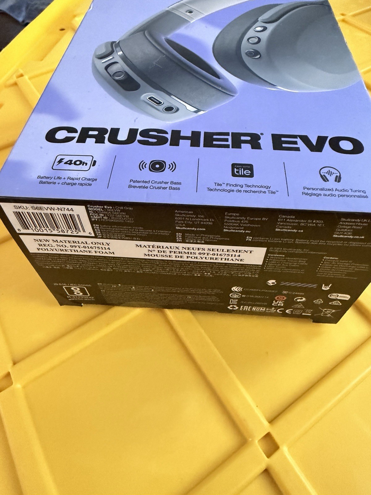 Skullcandy Crusher Evo headphones, bluetooth- RARE “Chill Gray” color!