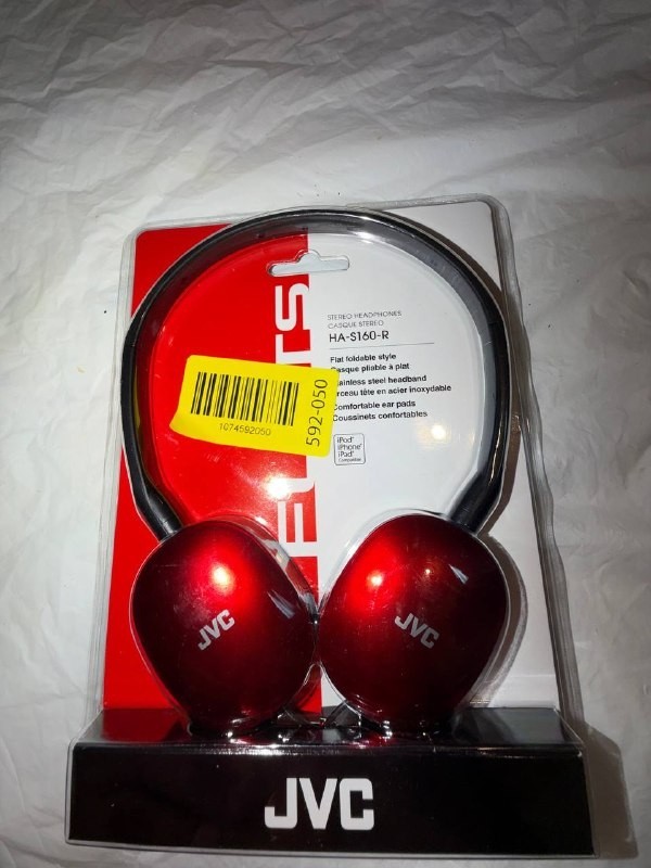 JVC Flats On-Ear Wired Headphones, Foldable Design, 30mm Drivers, Red