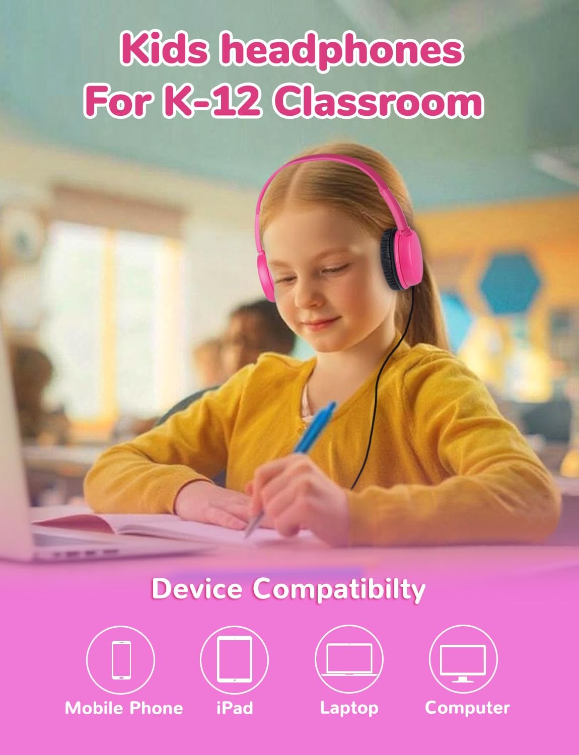 10 Pack Classroom Headphones for School Students, Durable On Ear Comfy Wired …