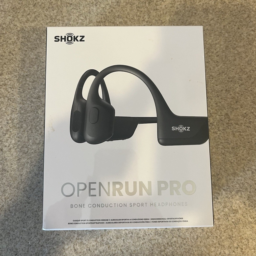 Shokz OpenRun Pro Bone Conduction Bluetooth Headphones Black Water-Resistant Mic