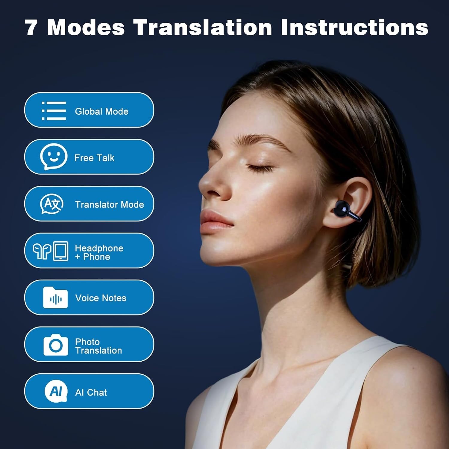 Bluetooth Translation Earbuds with Open-Ear Design: 5H Battery Life, Waterproof