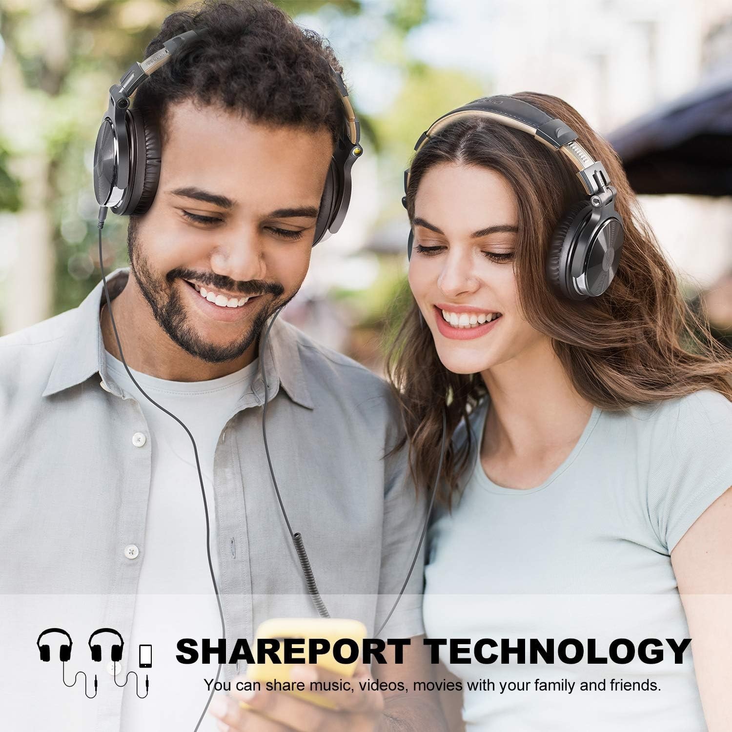 Comfortable Studio Headphones with Detachable Cables & Noise Control – Grey