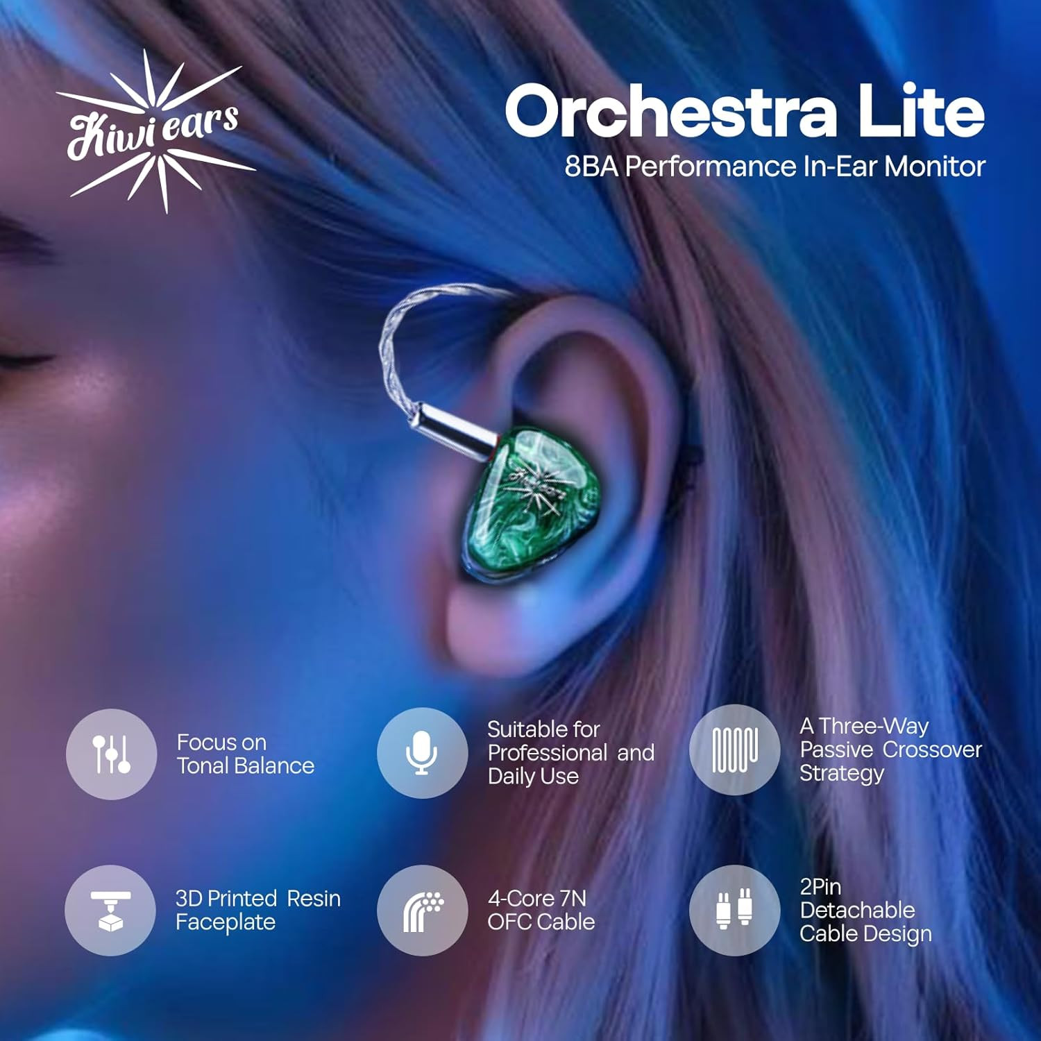Orchestra Lite Performance Custom 8BA In-Ear Monitor IEM with Detachable 4-Core