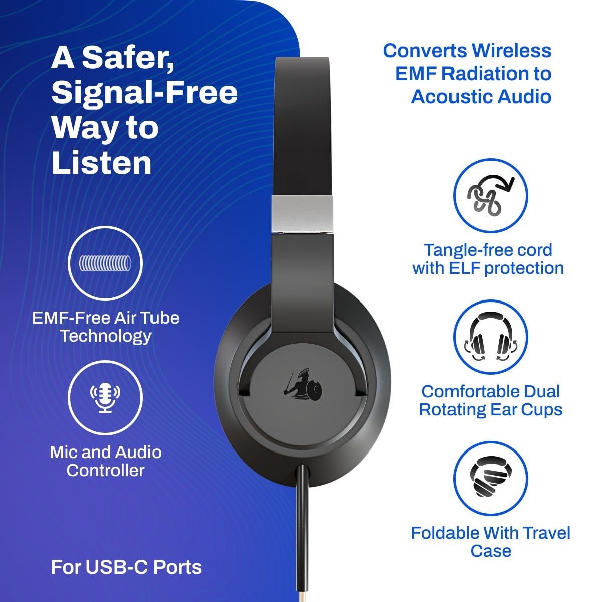 E M F Protection Air Tube Over-Ear Headphones – Designed to Reduce Signal Int…