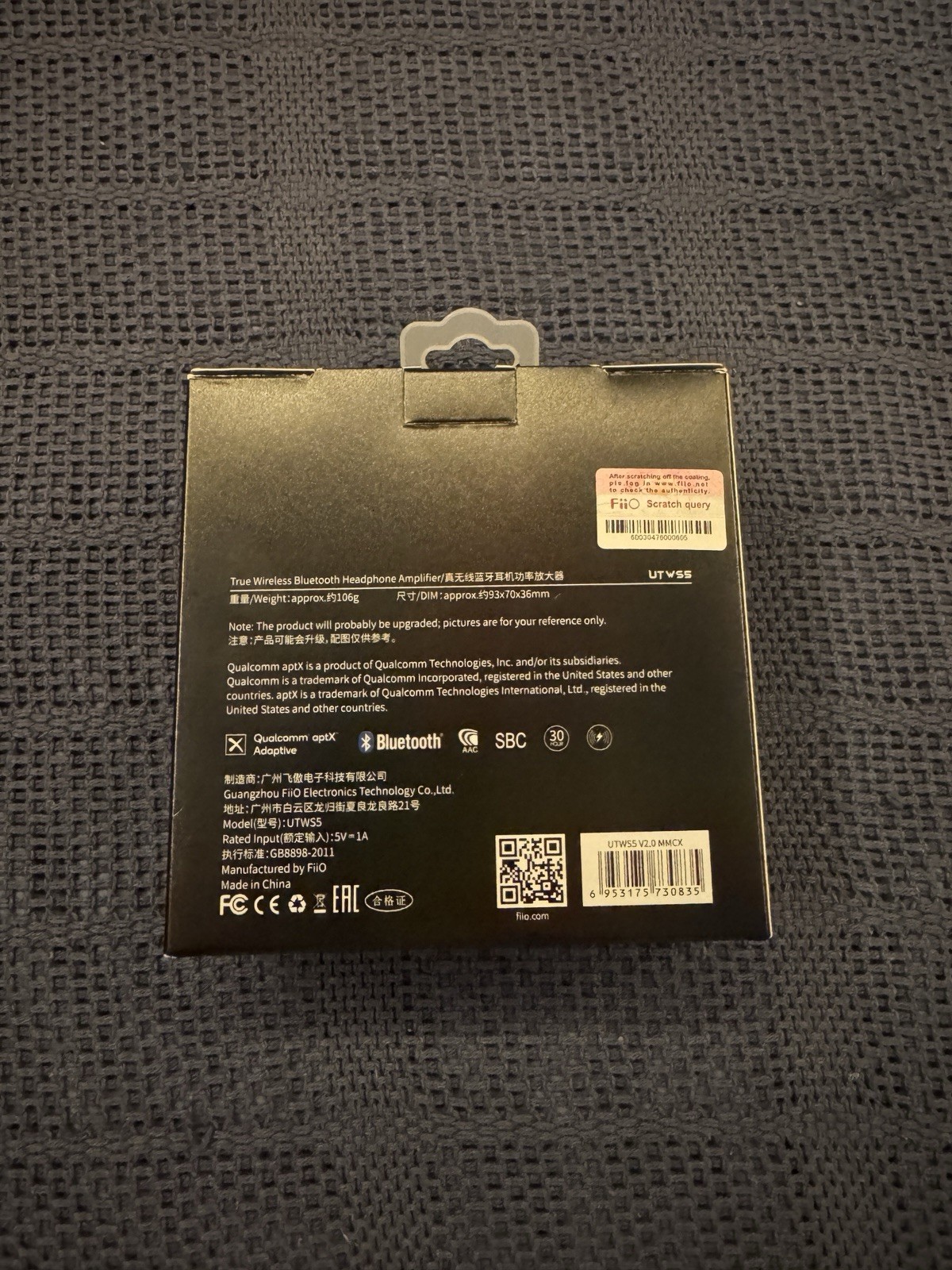 FiiO UTWS5 True Wireless Bluetooth Earbuds Hook MMCX Version