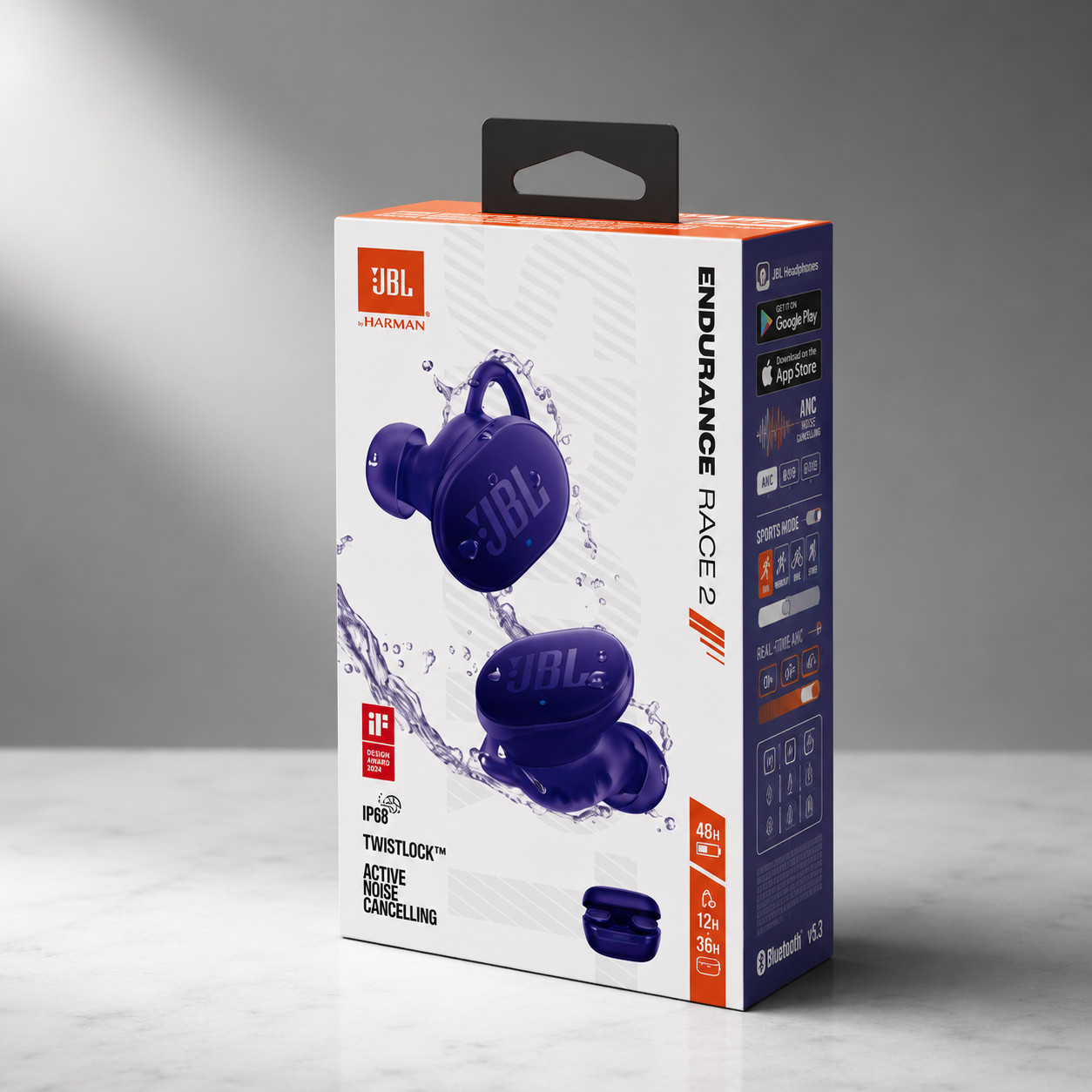 JBL Endurance Race 2 Waterproof Sports True Wireless Bluetooth Earbuds Purple