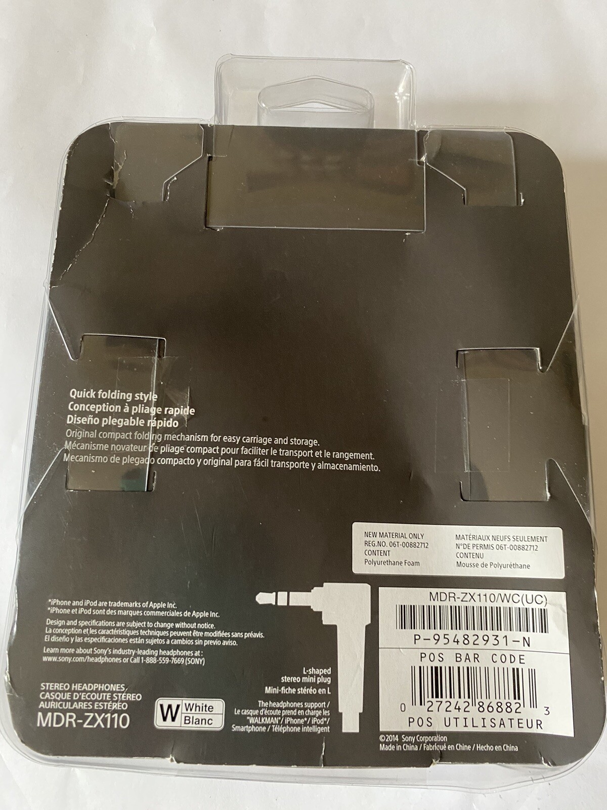 Sony MDR-ZX110 Ear-Pad (On the Ear) Headband Headphones – White