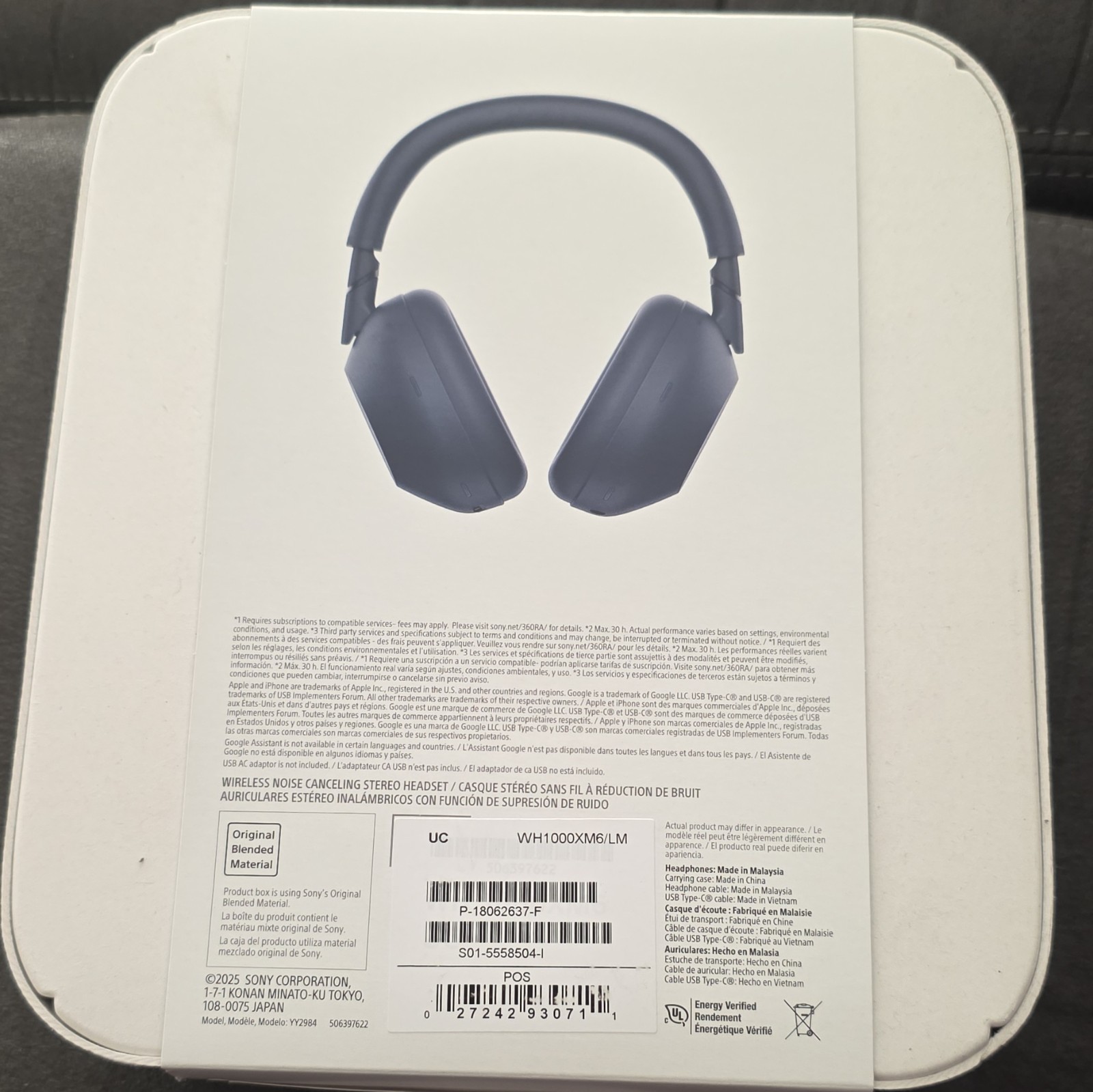 Sony WH-1000XM6 Wireless Noise Canceling Over-Ear Headphones Blue BT USB-C