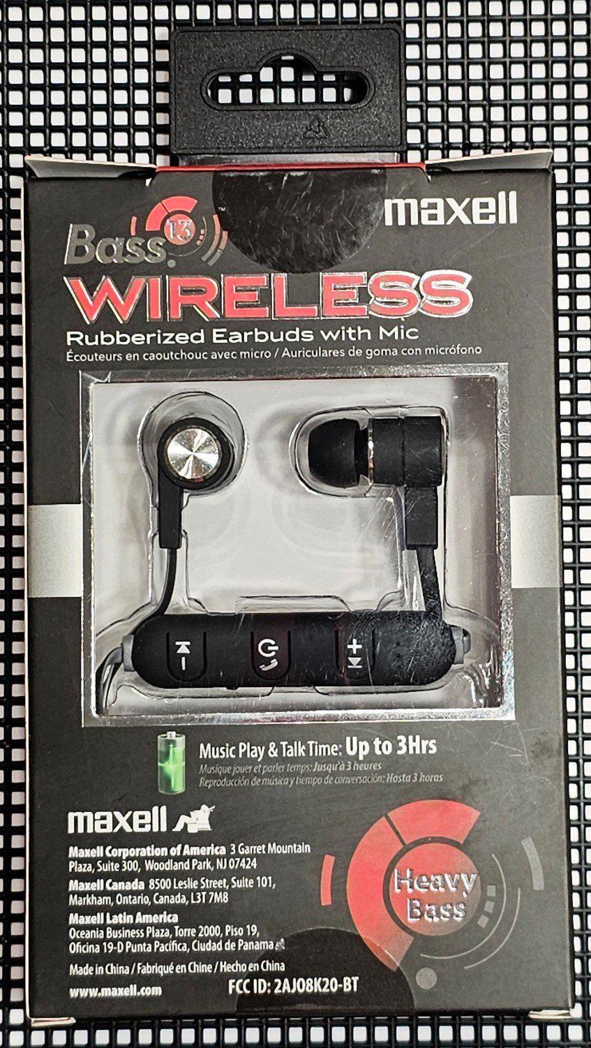 Maxell Bass 13 Bluetooth Wireless Earbuds with Microphone New In Box B13-EB2