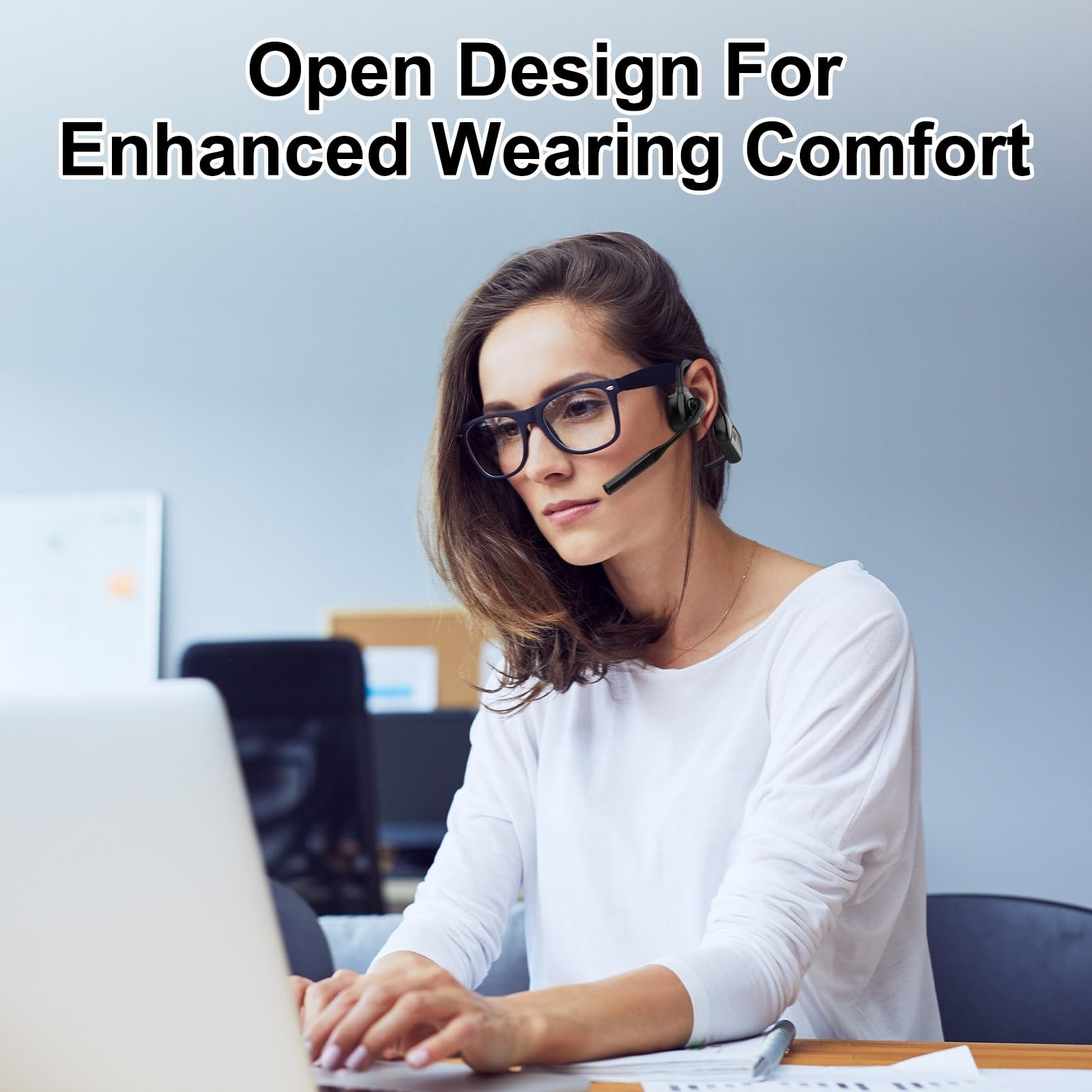 Open-Ear Bluetooth Wireless Trucker Headset with Microphone
