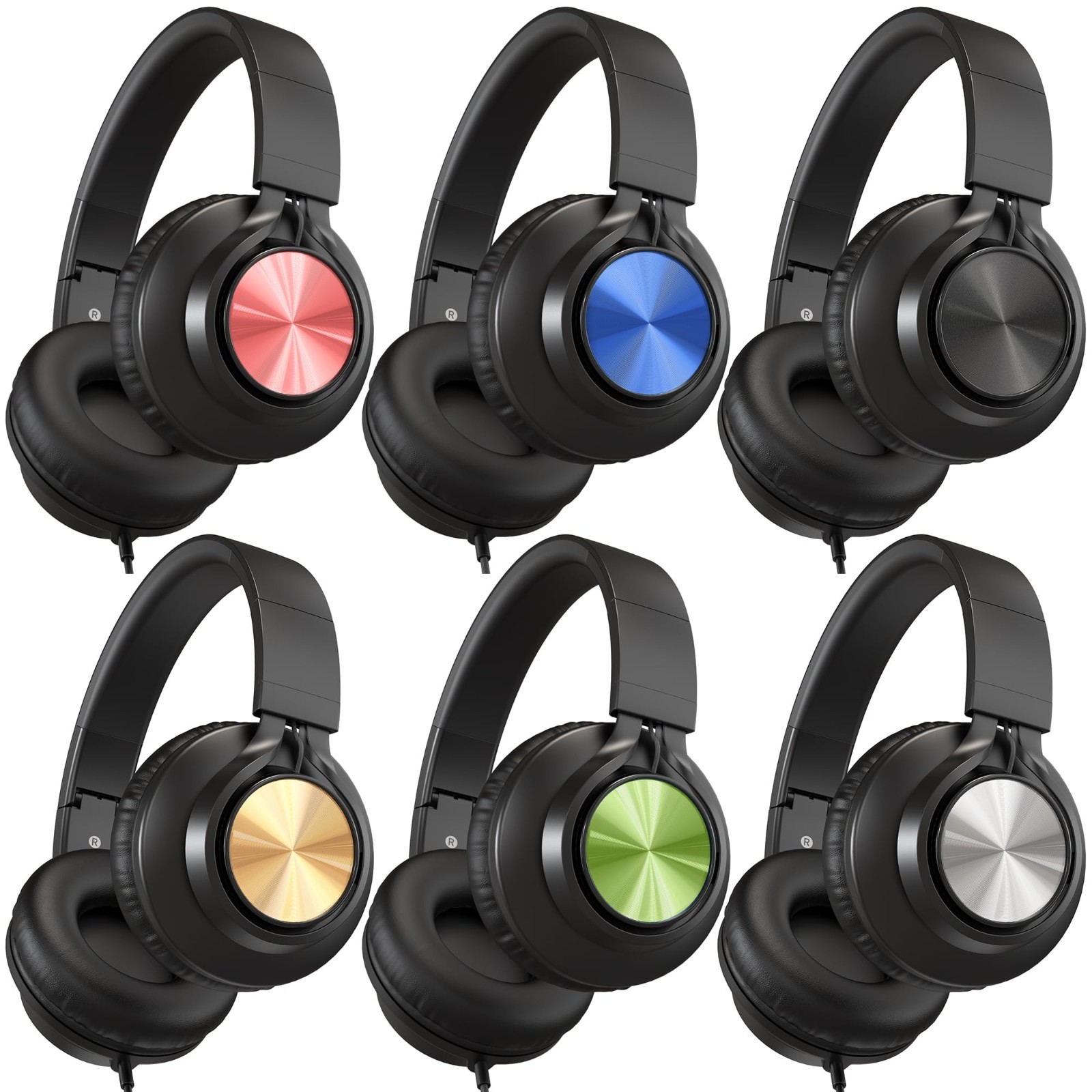 Kids Headphones 6-Pack Wired with Microphone for School, Classroom, Laptop – Adj
