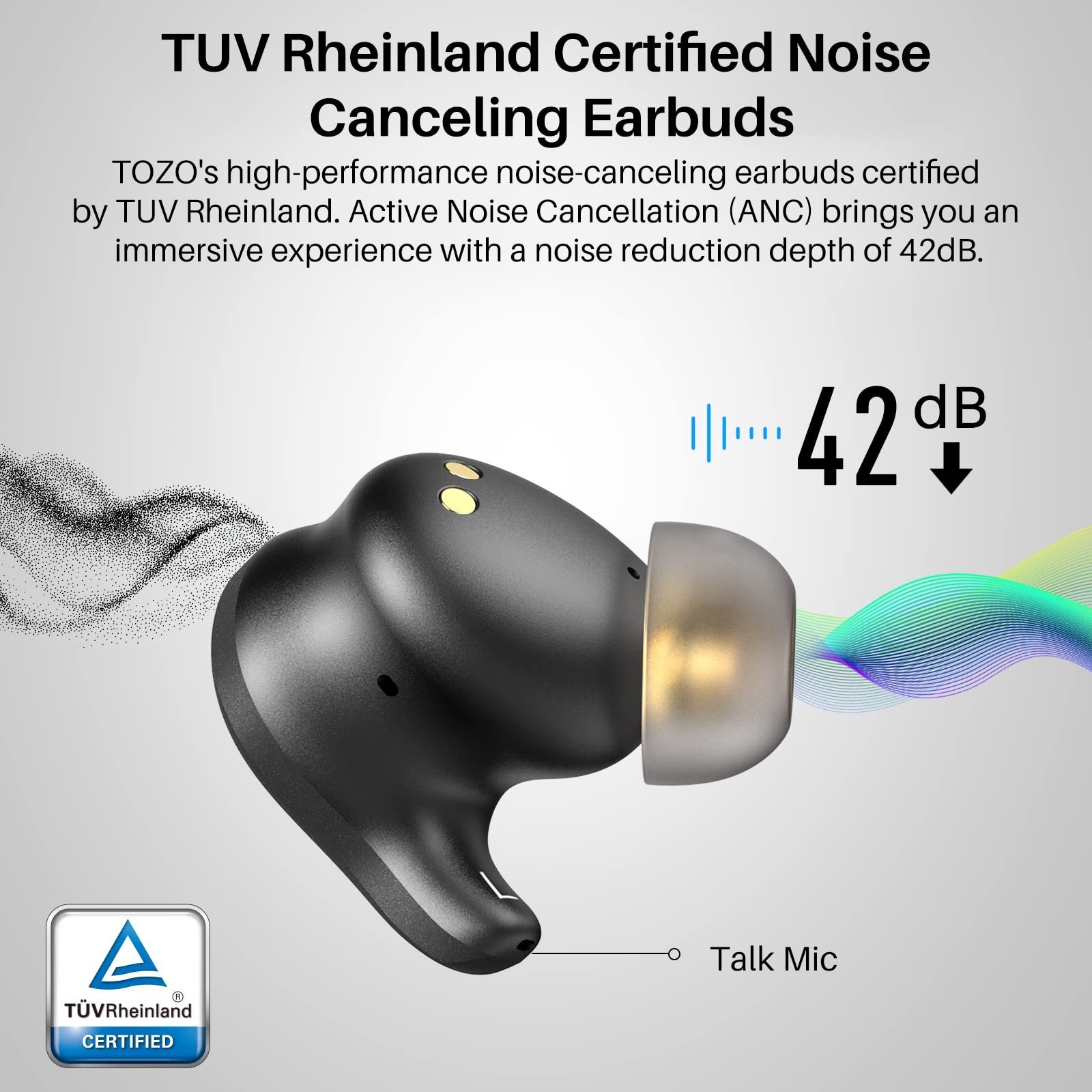 TOZO Golden X1 Wireless Earbuds Bluetooth ENC ANC Headphones Hi-Res Audio, Black