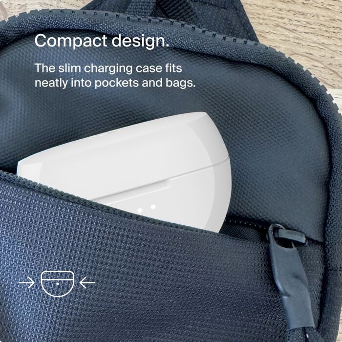 Belkin SoundForm Rhythm True Wireless Earbuds Bluetooth Multipoint 28H ENC White
