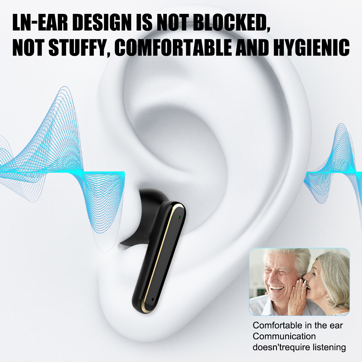 Digital Display In-Ear Bluetooth Headset Hearing Aid Sound Amplifier Headset
