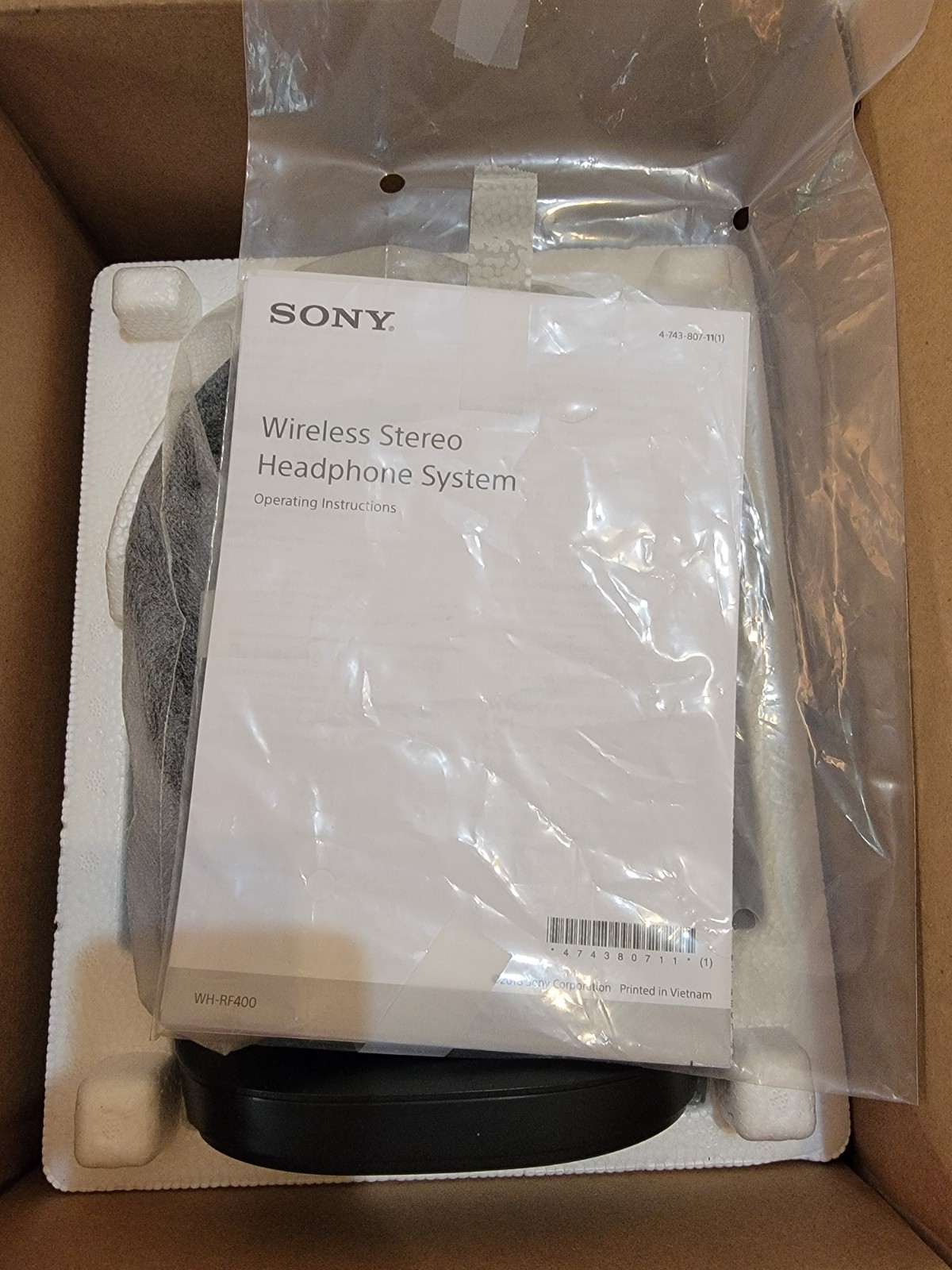 Sony WH-RF400 Black RF Wireless TV Headphones w/ TMR-RF400 Transmitter Base