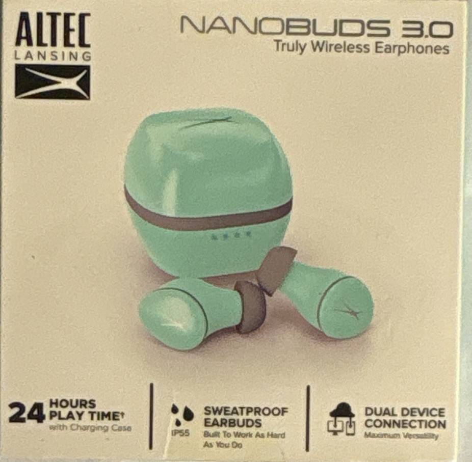 Altec Lansing NanoBuds 3.0 Bluetooth Waterproof In-Ear Earbuds Mic Green