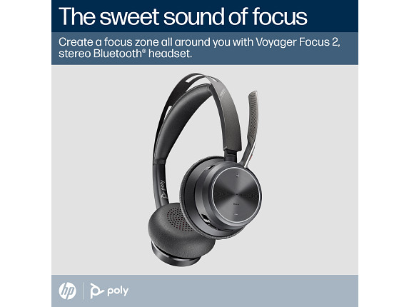 Poly Voyager Focus 2 Microsoft Teams Certified USB-C-C Headset +USB-C/A Adapter