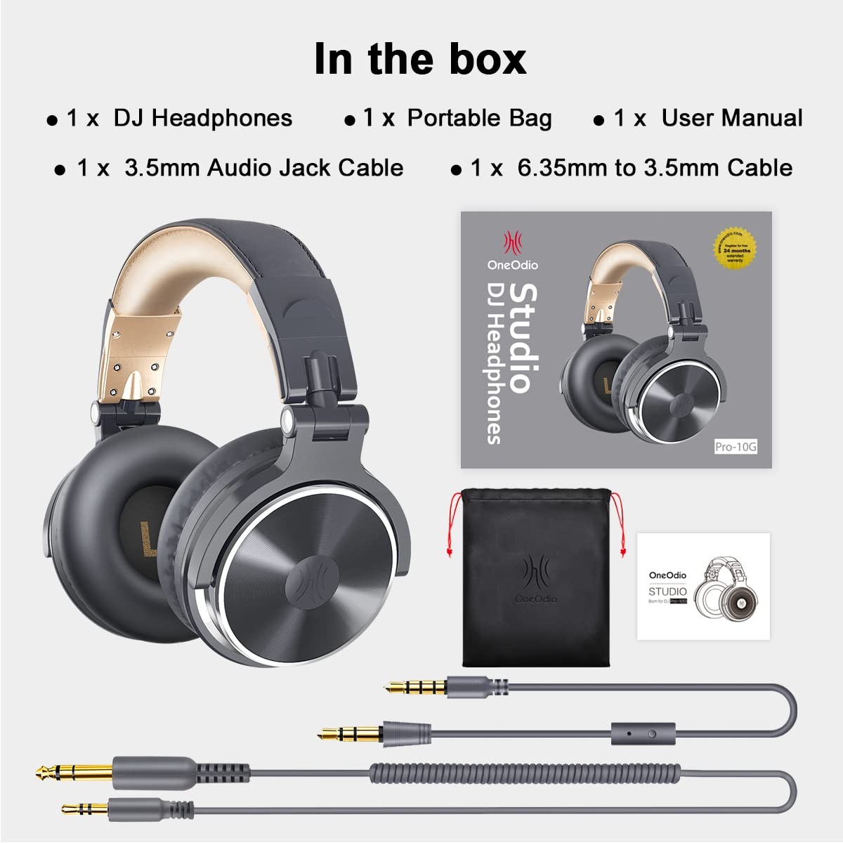 OneOdio Wired Over Ear Headphones Studio Monitor & Mixing DJ One Size, Grey