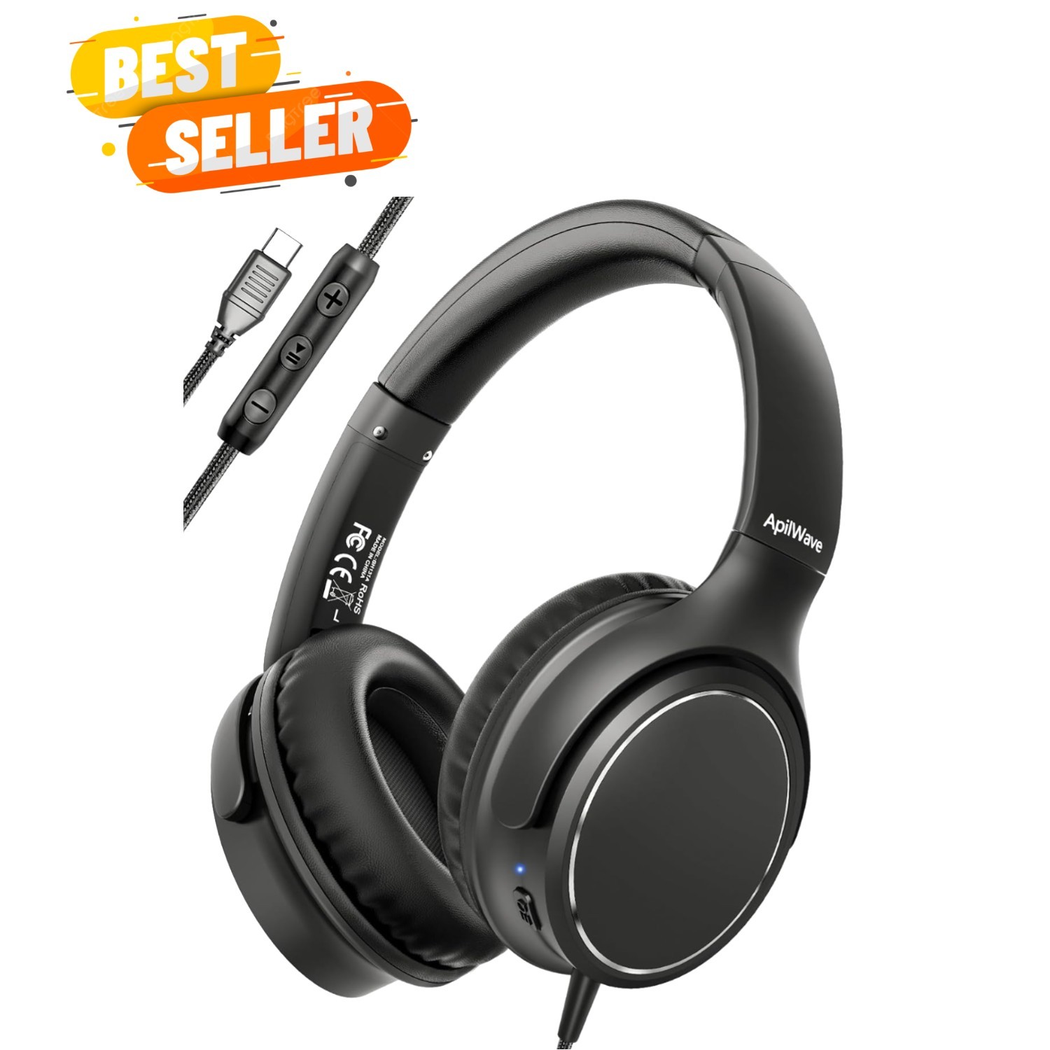 Wired Headphones with 3 EQ Music Modes & Mic, Over Ear Headphones with 1.2m C…