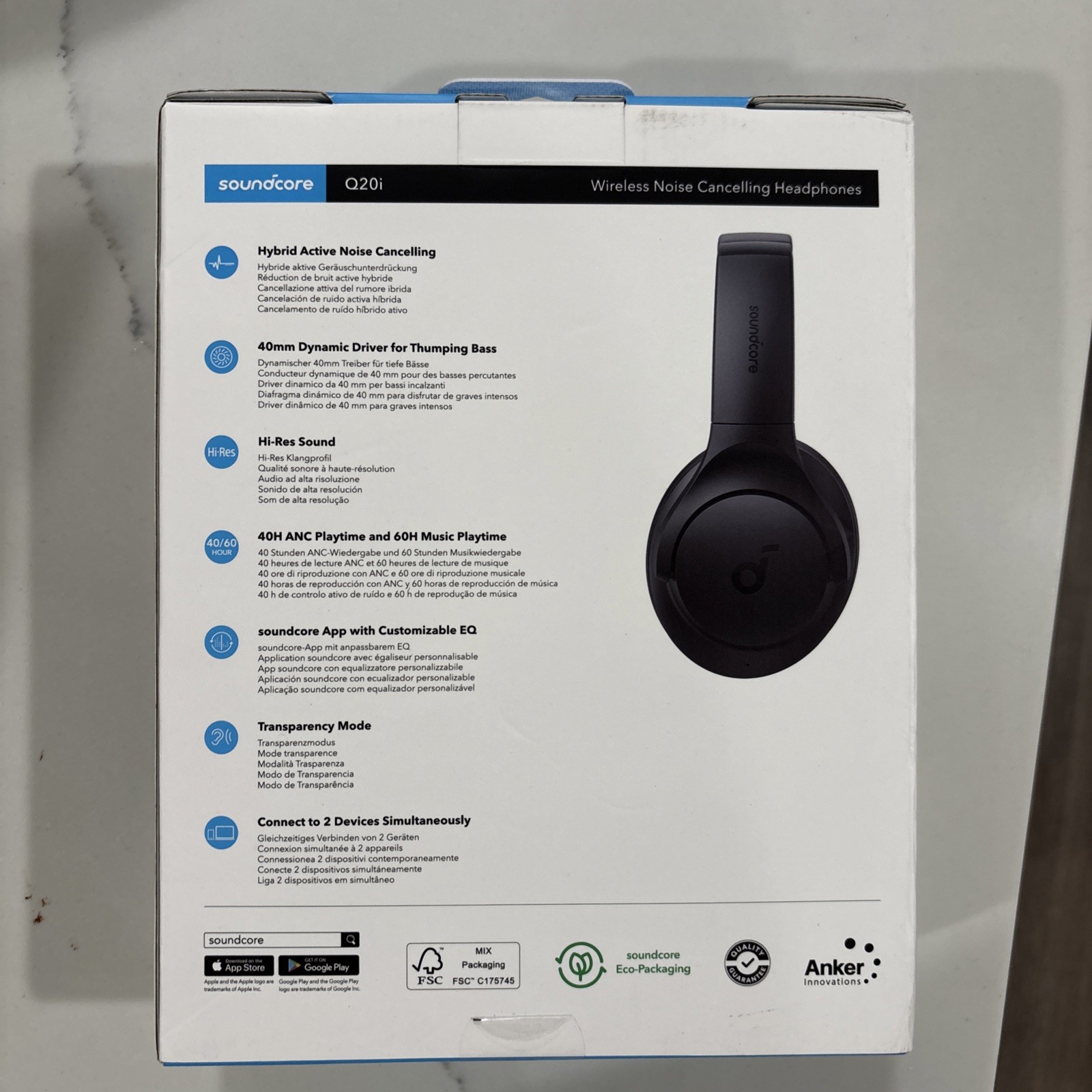 New Soundcore by Anker Q20i Headband / Over-Ear Headphones Black A3004