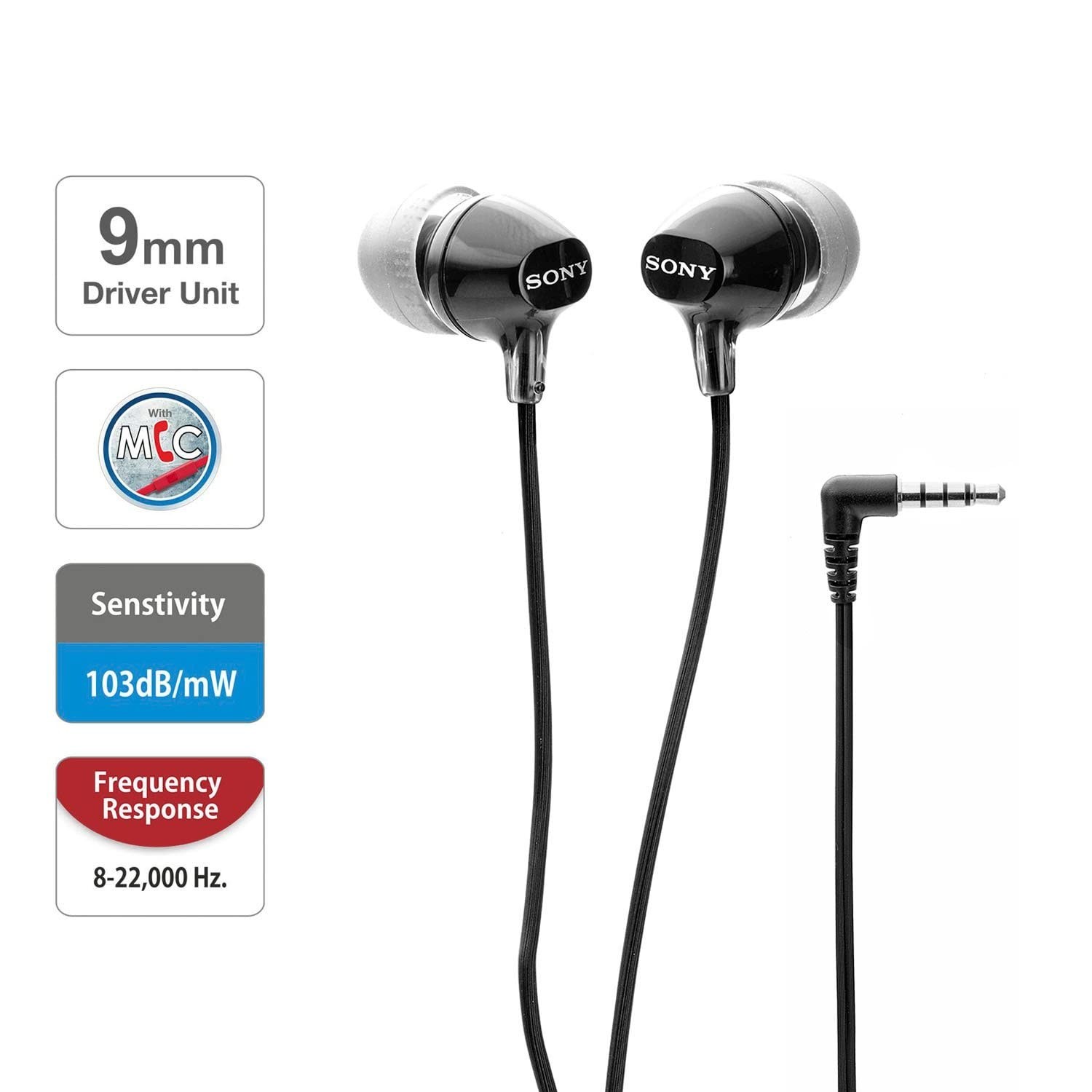 Sony MDR-EX14AP Wired in Ear Headphone with Mic (Blue & Black) PAIR ( 2 PIECES)