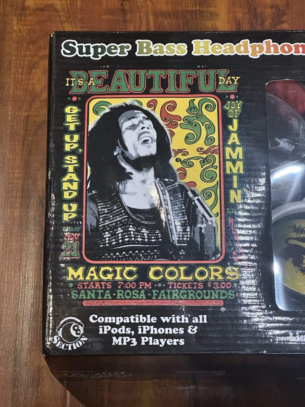 Bob Marley Lion Design Section 8 Brand Super Bass Wired Headphones – NIB – New!