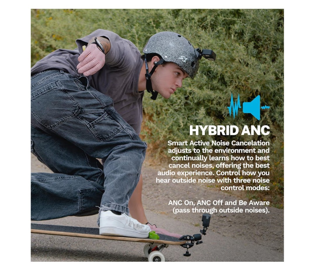 JLAB Hi-Res Audio Wireless LDAC Hybrid Noise Canceling Epic SportsANC3 Dual Driv