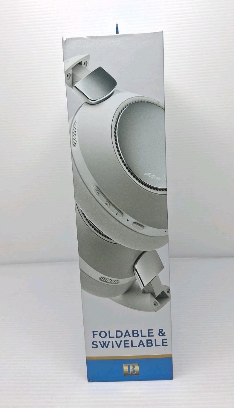 Brookstone Sonic Seclude Active Noise Canceling Wireless Headphones White NEW