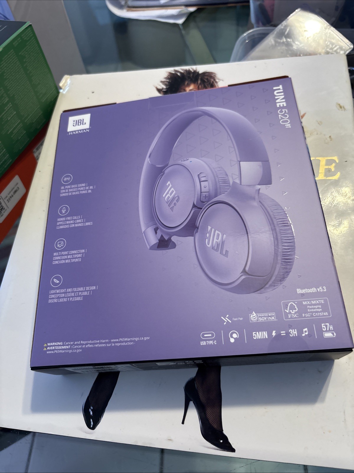 JBL Tune 520BT – Purple, Wireless On-Ear, 57H Battery, Speed Charge, Foldable