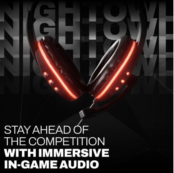 GAMEPUNK NightOwl LED Noise Cancelling Wired Gaming Headset with Mic, 6 ft Cable