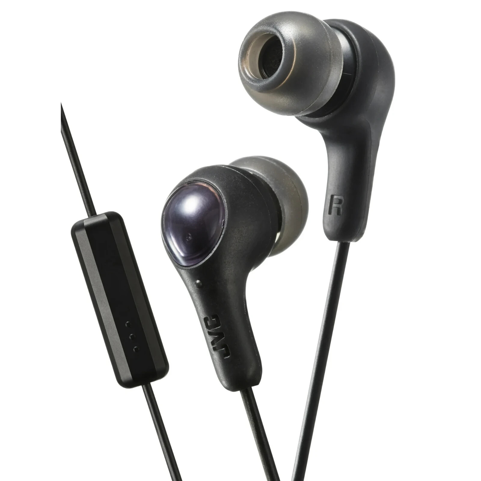 JVC HAFX7M GUMY Plus Earbuds (Black) Noise Isolation, Remote & microphone In-Ear