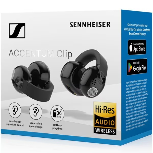 Sennheiser ACCENTUM Clip AOWS1-BLACK Open Ear Bluetooth Earbuds Black New