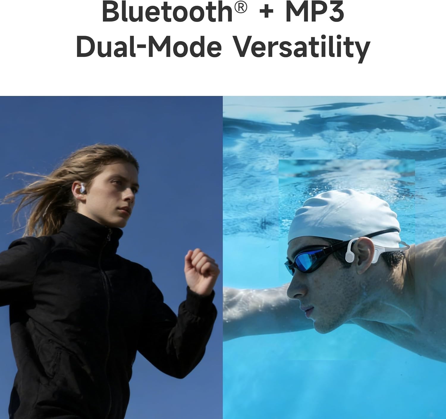 Aqua Plus Bone Conduction Headphones – IP68 Waterproof Swimming MP3 & Bluetooth