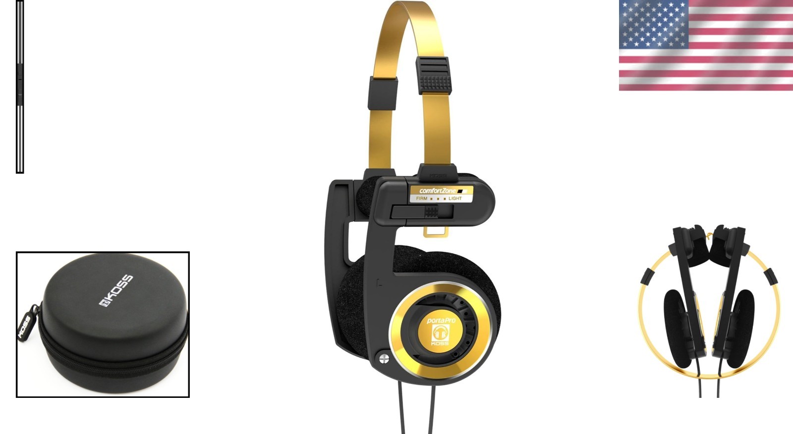 Porta Pro Limited Edition Black Gold On-Ear Headphones with Mic & Volume Control